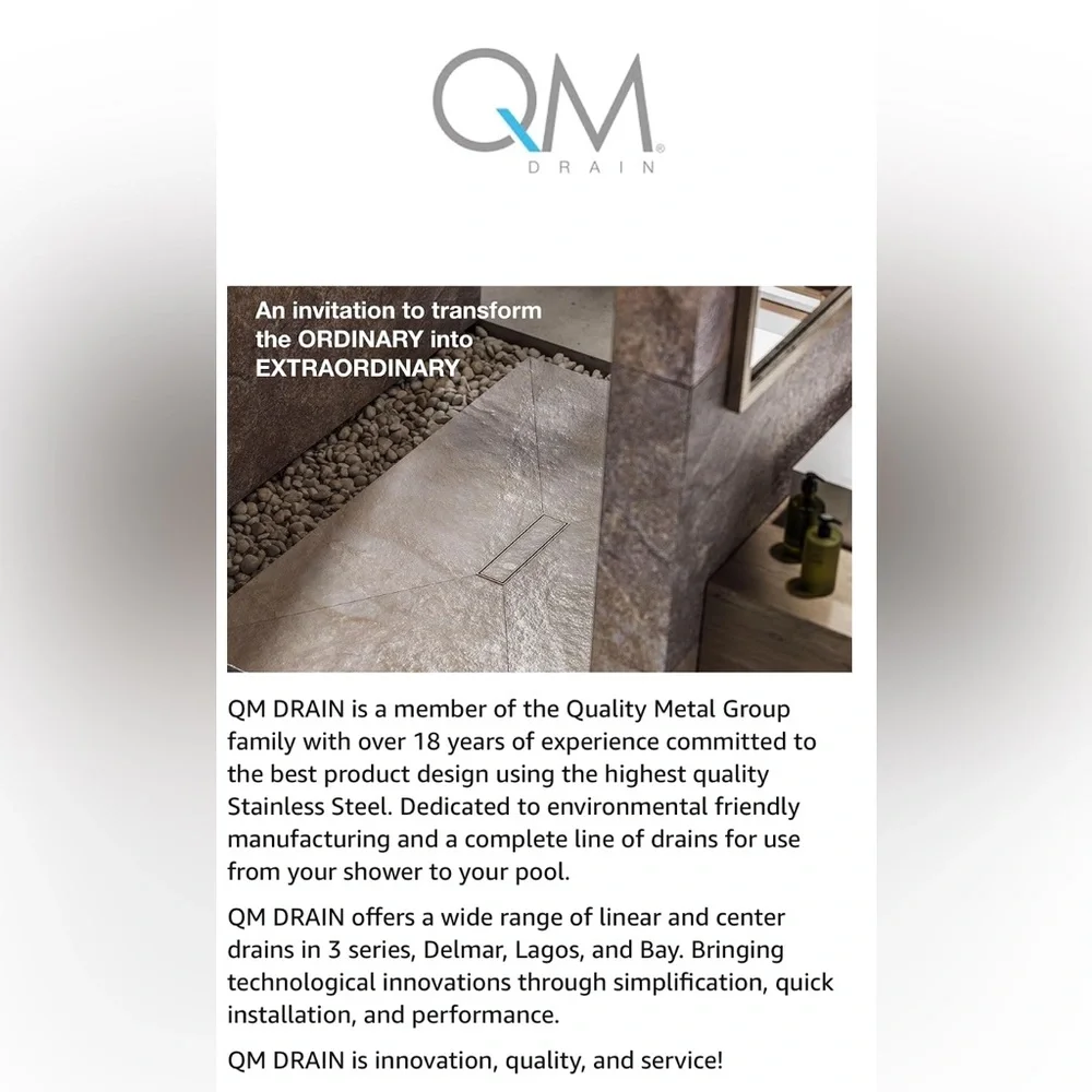 QM Drains Bay Series Ria Line Satin Gold 24